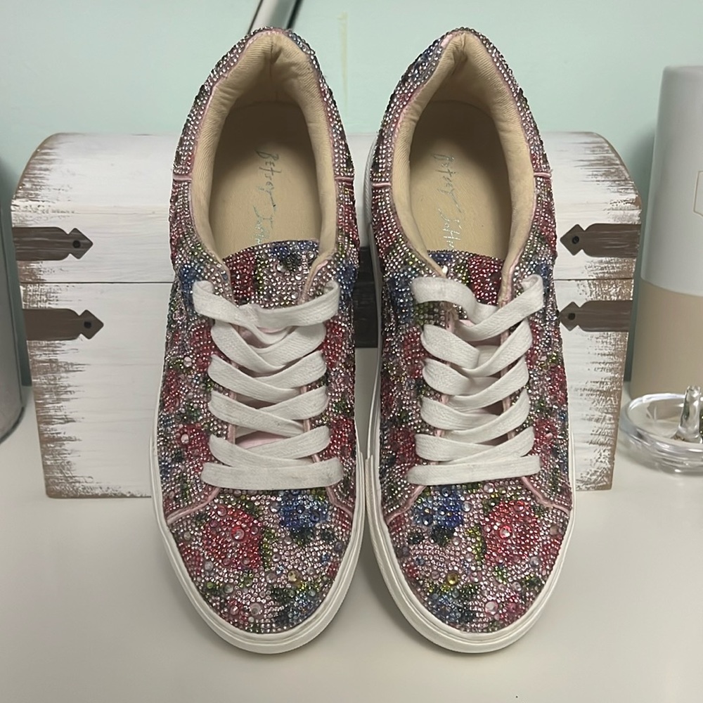 Betsy Johnson Crystal Floral Sneakers